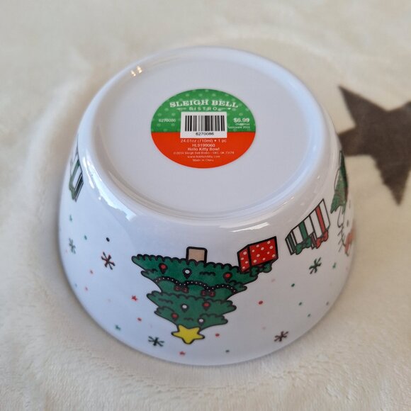 Sanrio Hello Kitty White‎ Christmas Holiday Decorated Bowl Melamine Soup Ramen - Picture 3 of 4
